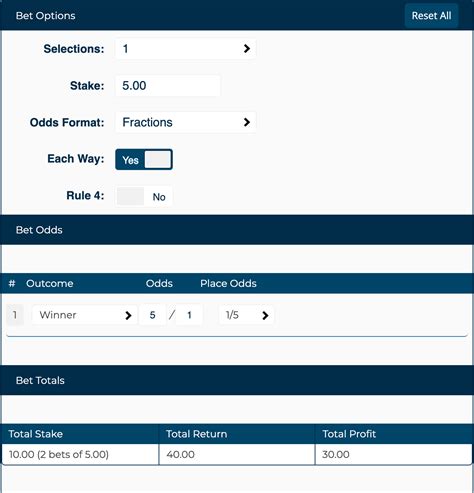 each way winning calculator